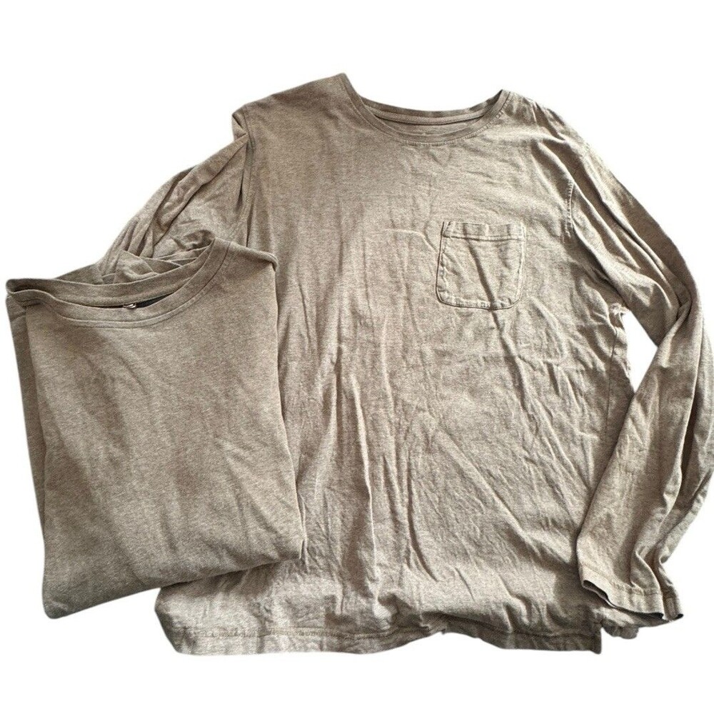 2 Covington Men's Long Sleeve Shirts Size L 100% Cotton Tan Set Of 2